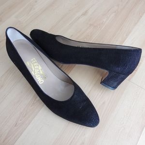 Salvatore Ferragamo Embossed Leather Pumps 8 AA